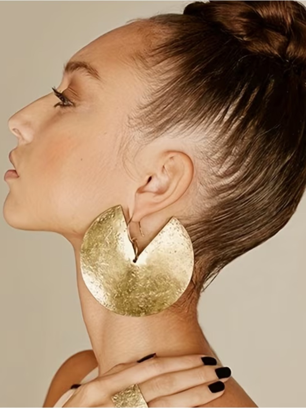 Hammered Gold Statement Earrings